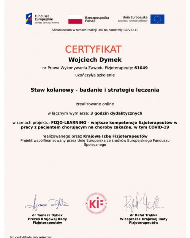 Certyfikat P-DTR — mgr Wojciech Dymek (5)