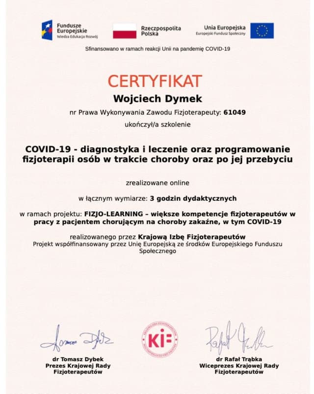 Certyfikat P-DTR — mgr Wojciech Dymek (6)