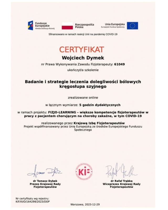 Certyfikat P-DTR — mgr Wojciech Dymek (9)